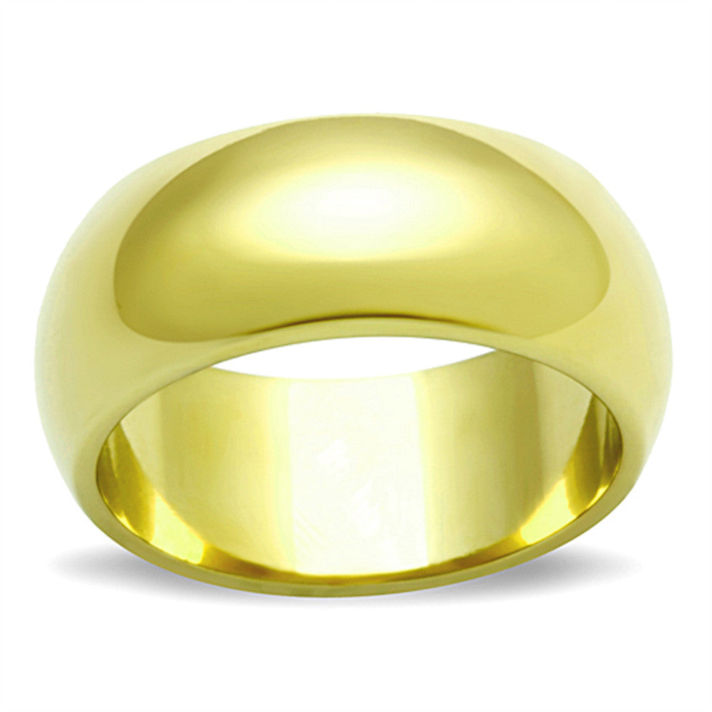 14K GOLD ION PLATED STAINLESS STEEL 316, 8mm WIDE WEDDING BAND WOMENS SIZES 5-10